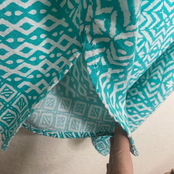 Jessica London Linen Blend Blouse Womens 30 W Plus Size Geometric Roll Tab Sleev - Picture 7 of 15